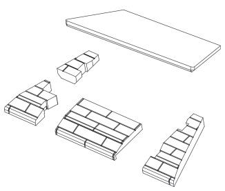 Majestic Hearthbrick and top for 42" Black Glass walls - 2615-053 — 2615-053