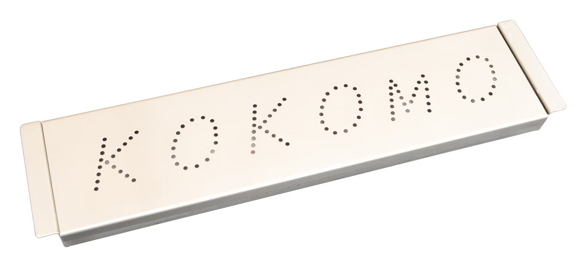 A metallic, perforated Kokomo smoker box insert - smokeforges