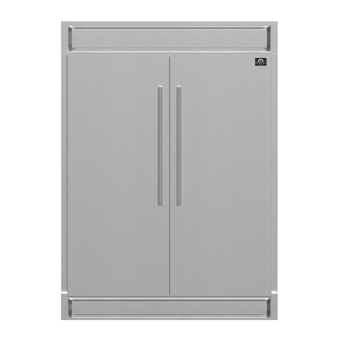 Forno Maderno 28-Inch Side-by-Side Refrigerator in stainless steel, front view