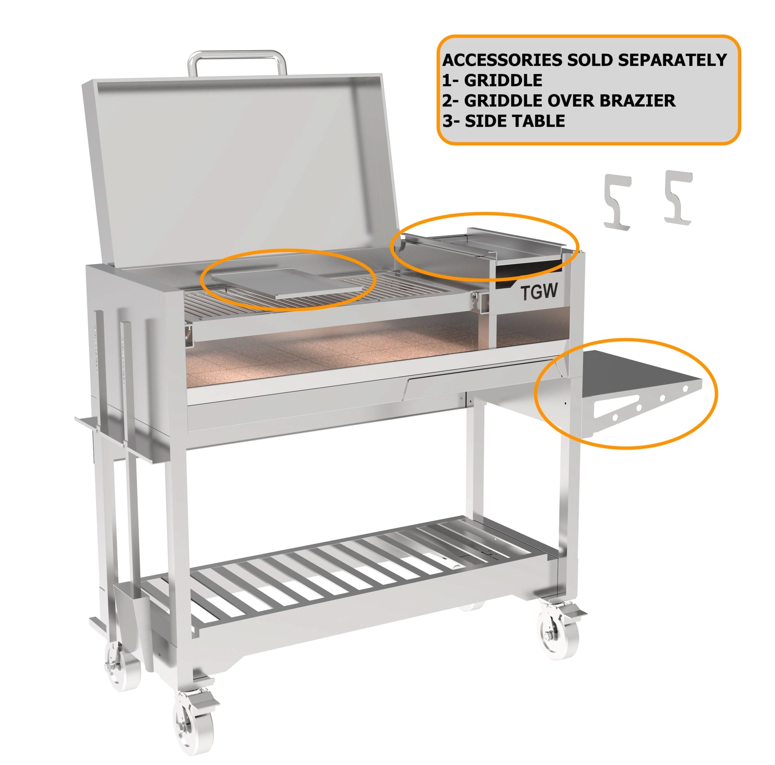 Tagwood BBQ BBQ18SS Chief Series Argentine Santa Maria Grill in stainless steel