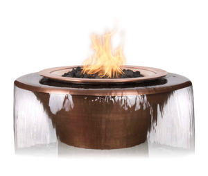 The Outdoor Plus Cazo Fire and Water Bowl with copper 360 spill finish