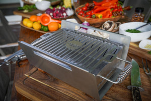 Tagwood BBQ BBQ07SS 304 Stainless Steel Table Top Warming Brazier with Acacia Wood