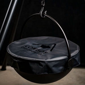 Protective cover shown with Cowboy Cauldron The Dude 24" Fire Pit & Grill