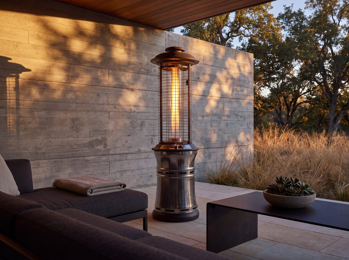 Lava Heat Italia Ember patio heater in Gunmetal - outdoor setting