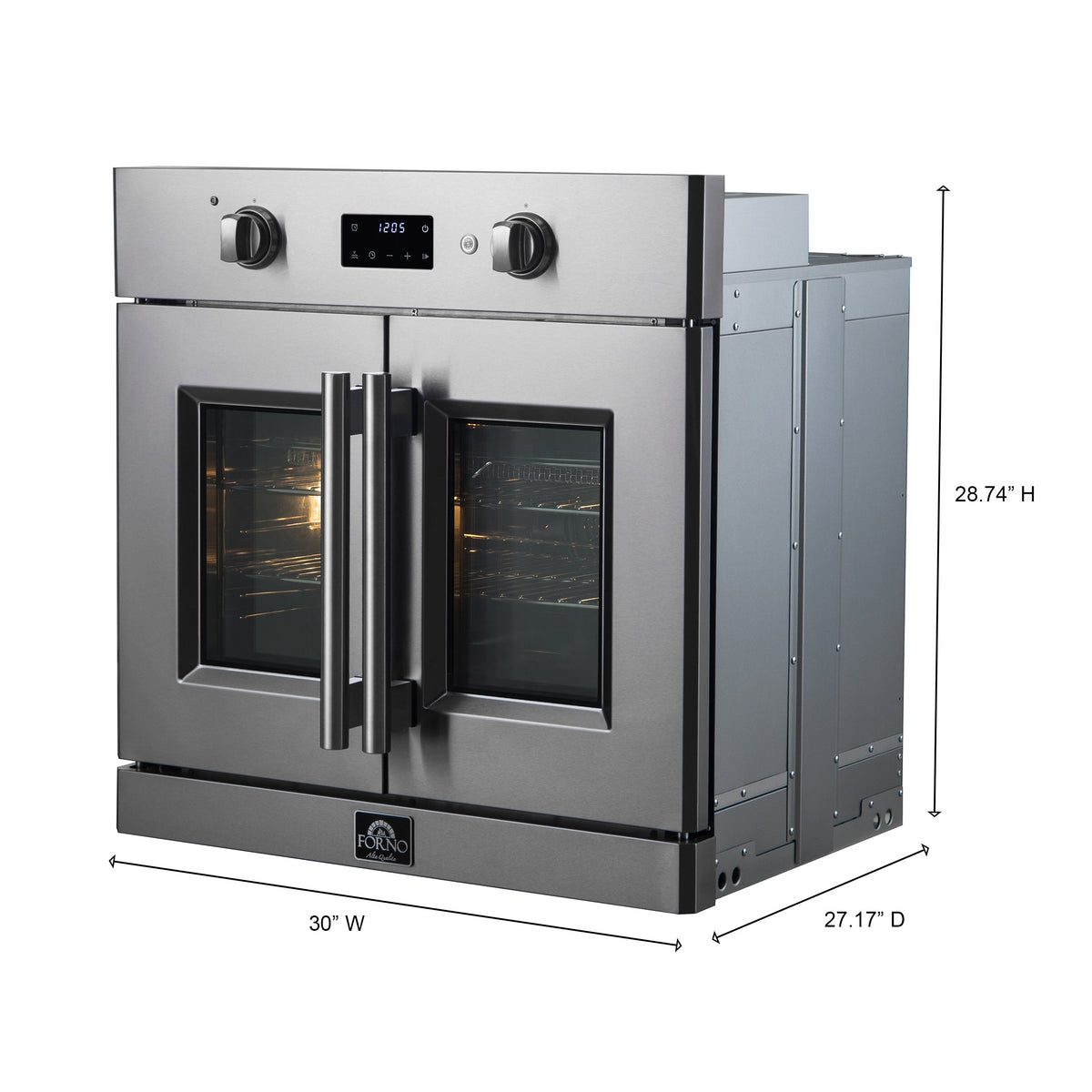 Forno Asti 30-Inch Single Wall Oven in stainless steel, electric oven dimensions