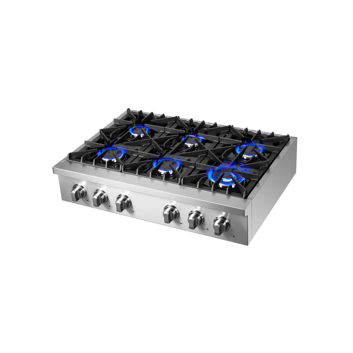 Forno Qualita 36-Inch Gas Rangetop in stainless steel, continuous cast iron grates