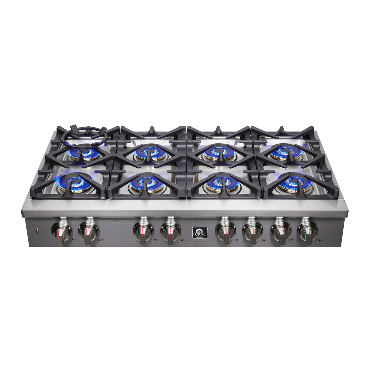 Forno Qualita 48-Inch Gas Rangetop in stainless steel, continuous cast iron grates