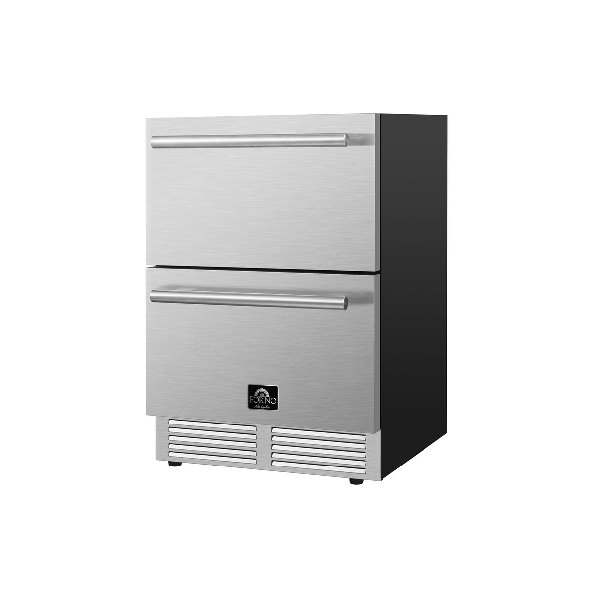 Forno Cosenza 24-Inch Drawer Refrigerator & Freezer in stainless steel, drawer freezer side right