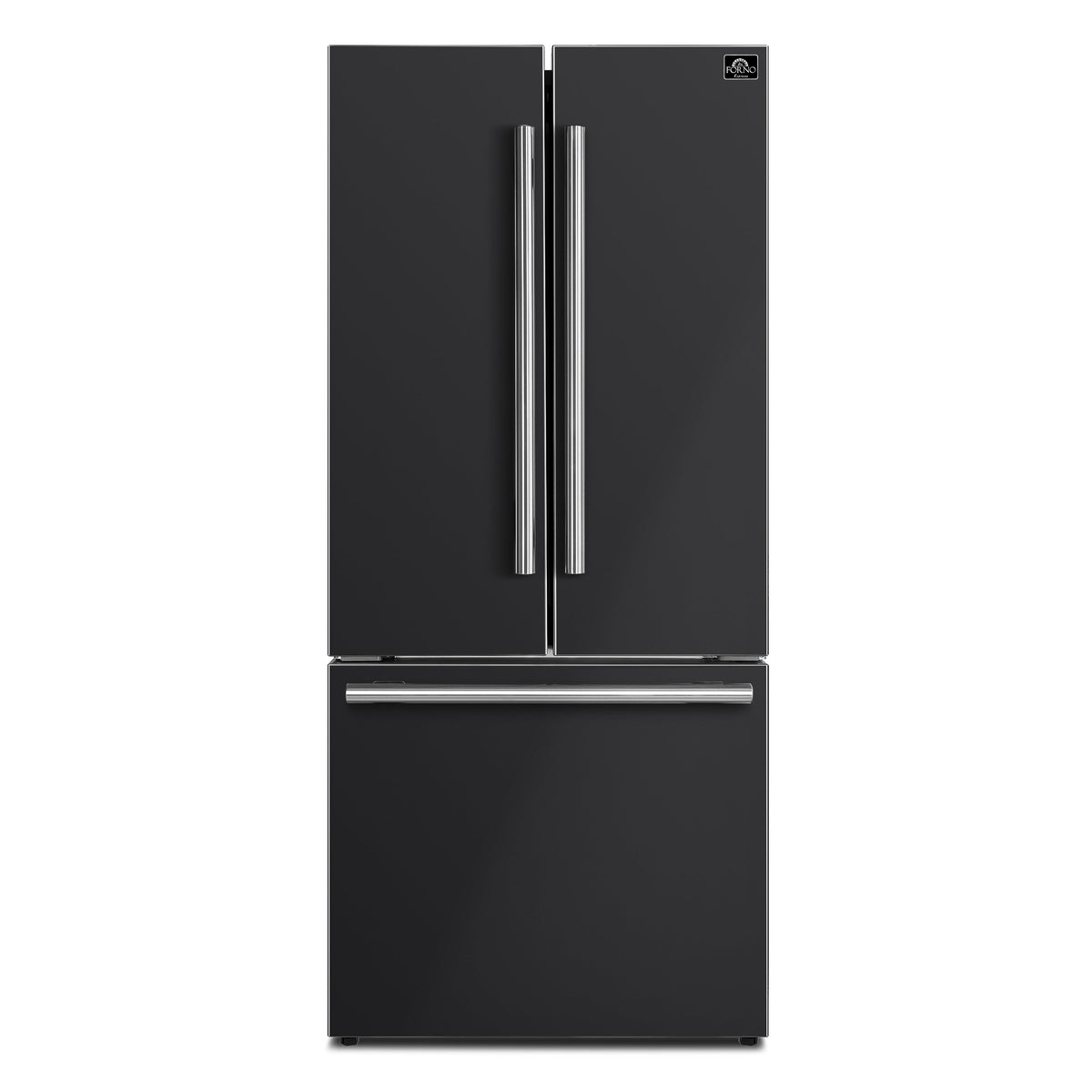 Forno Gallipoli 30-Inch French Door Refrigerator in black, doors front
