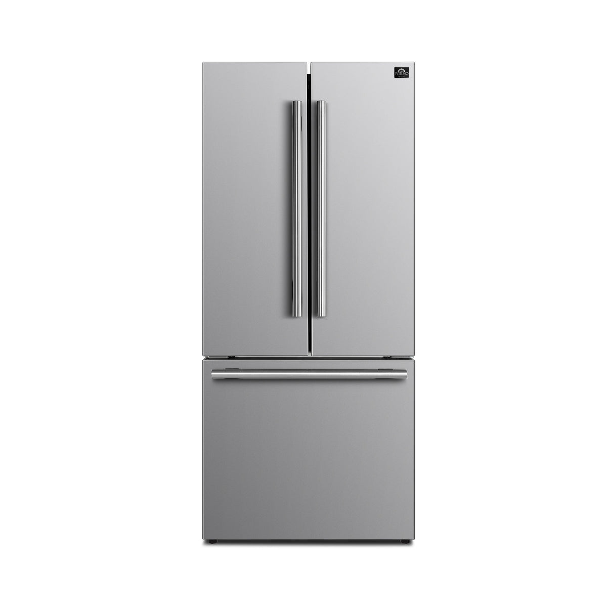 Forno Gallipoli 30-Inch French Door Refrigerator in stainless steel VCM, front view