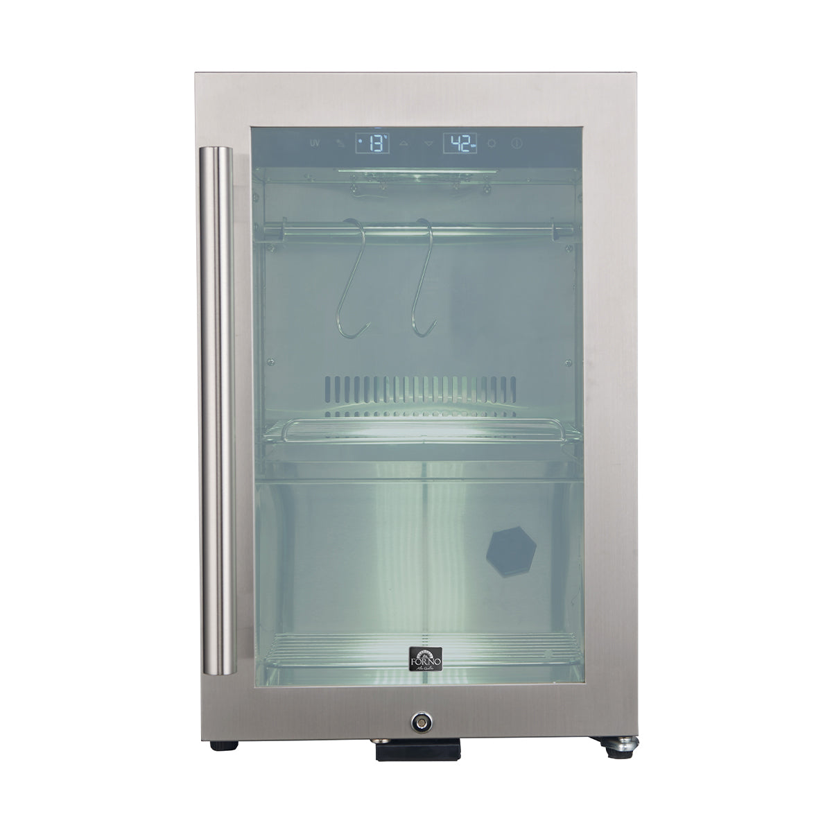 Forno Asciutto 17-Inch Dry Ager in stainless steel, aging cabinet front