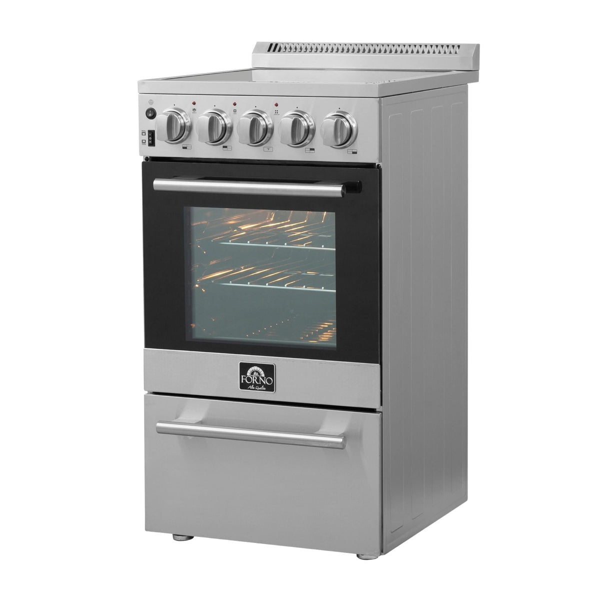 Forno Pallerano 20-Inch Electric Range, angle oven light open