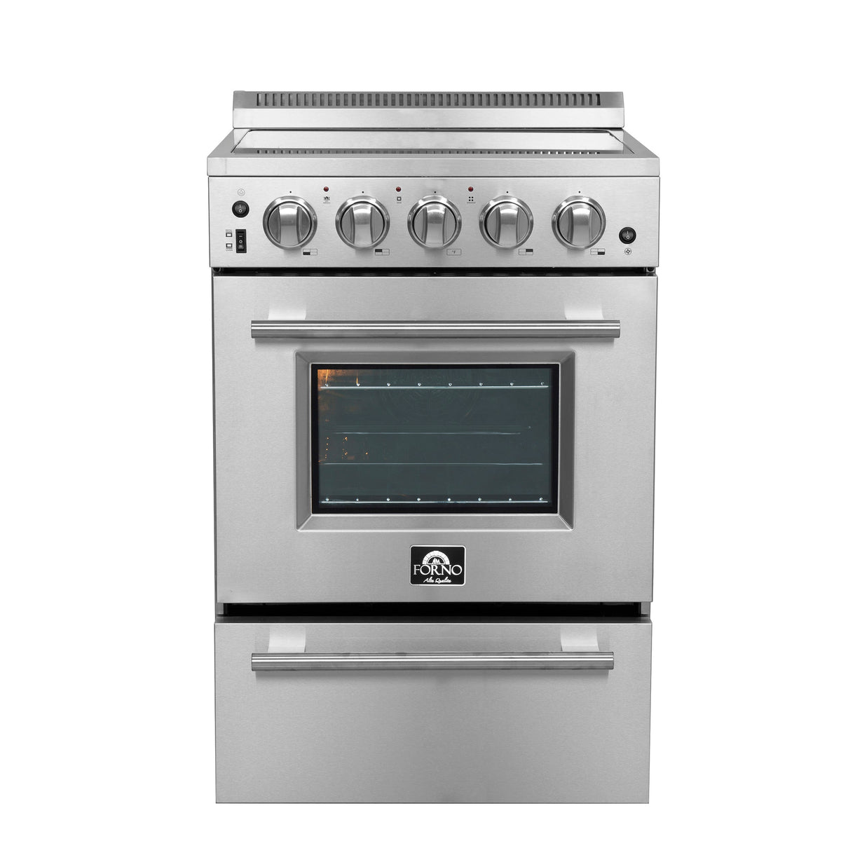 Forno Loiano 24-Inch Electric Range in stainless steel, front view