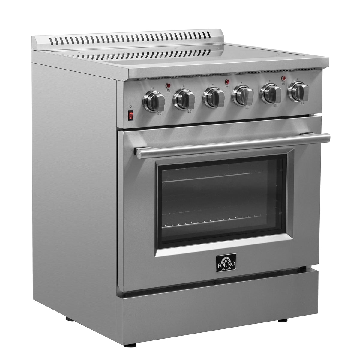 Forno Galiano 30-Inch Electric Range in stainless steel, left side front view