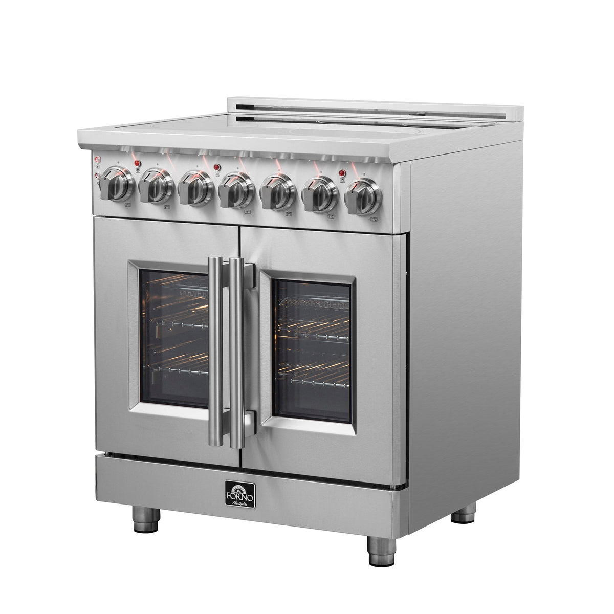 Forno Massimo 30-Inch Electric Range in stainless steel, french door right side panel