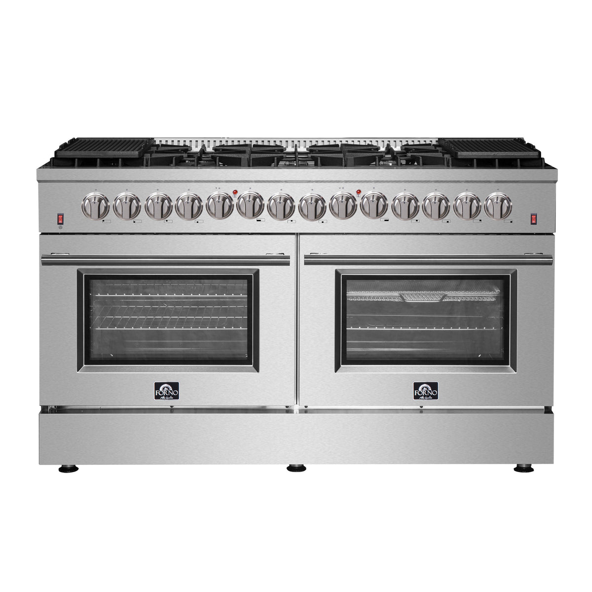Forno Galiano 60-Inch Dual Fuel Range in stainless steel, front view