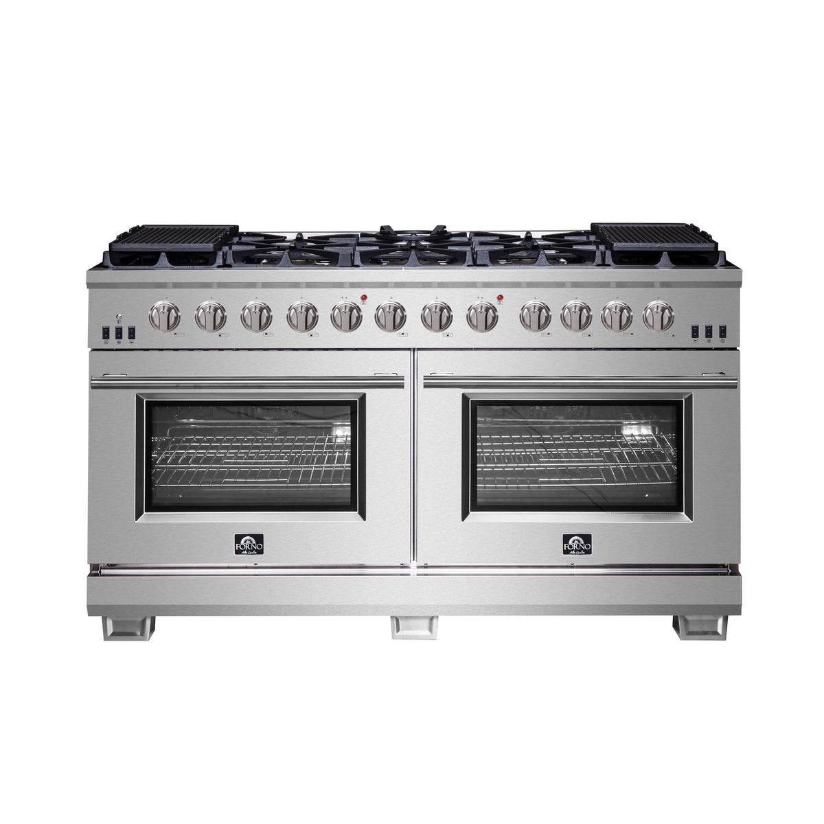 Forno Capriasca 60-Inch Gas Range in stainless steel, front view