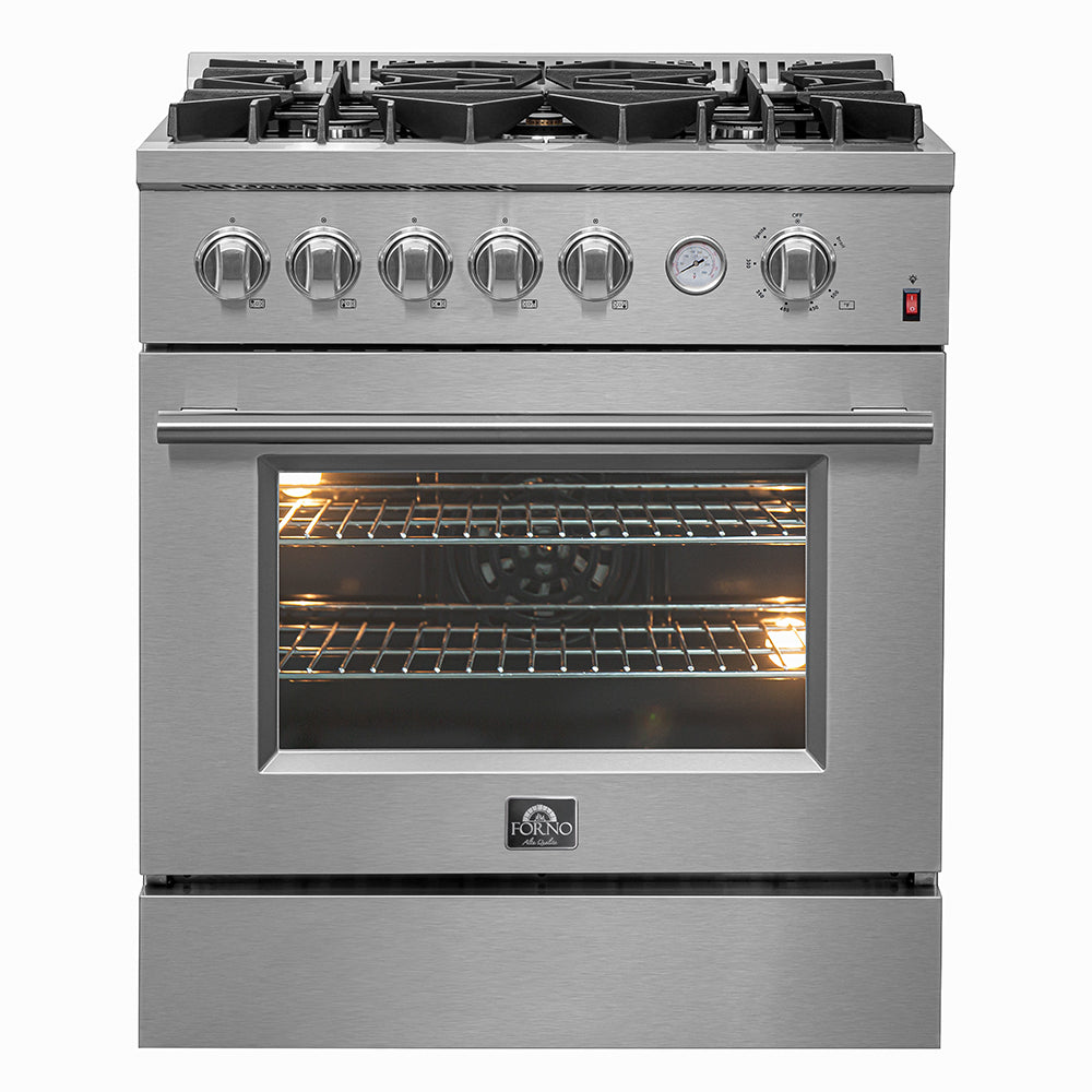 Forno Kitchen Appliance Package, Giovanni freestanding gas range front close-up door