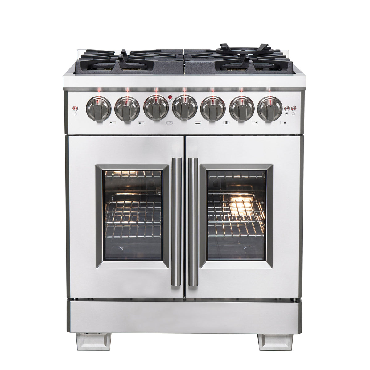 Forno Capriasca 30-Inch Dual Fuel Range in stainless steel, french door