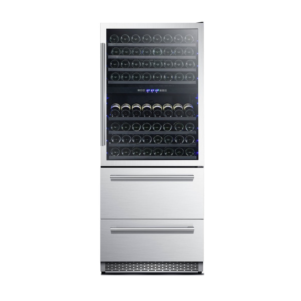 Forno Capraia 30-Inch Wine & Beverage Cooler in stainless steel, triple zone