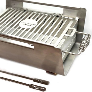 Tagwood BBQ BBQ07SS 304 Stainless Steel Table Top Warming Brazier with Acacia Wood