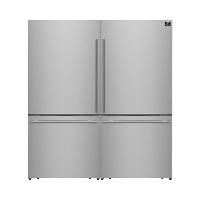 Forno Milano 62-Inch Side-by-Side Refrigerator in stainless steel, front view