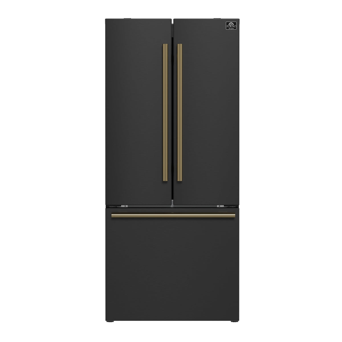 Forno Gallipoli 30-Inch French Door Refrigerator in black, front view