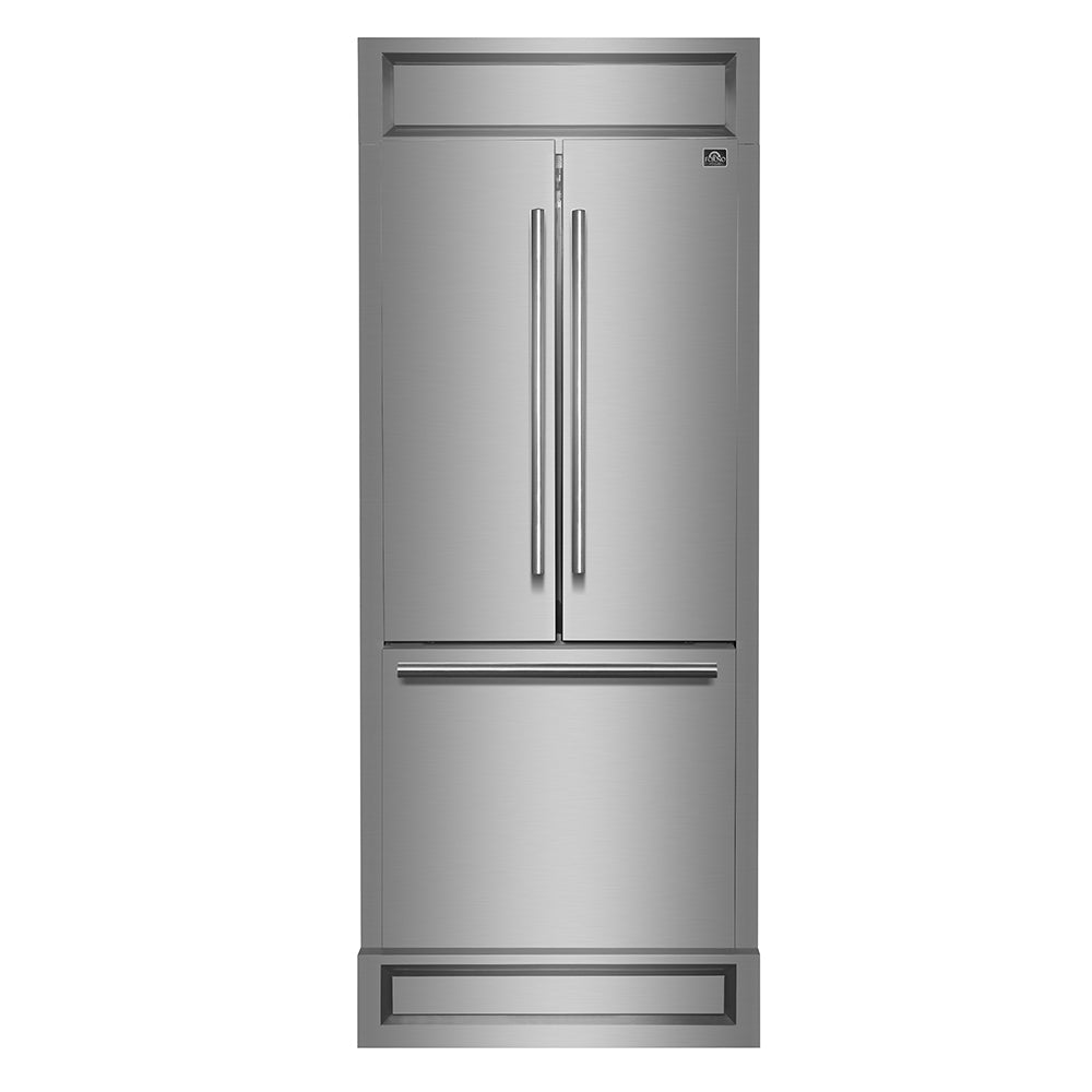 Forno Gallipoli 30-Inch French Door Refrigerator in stainless steel VCM, front door closed