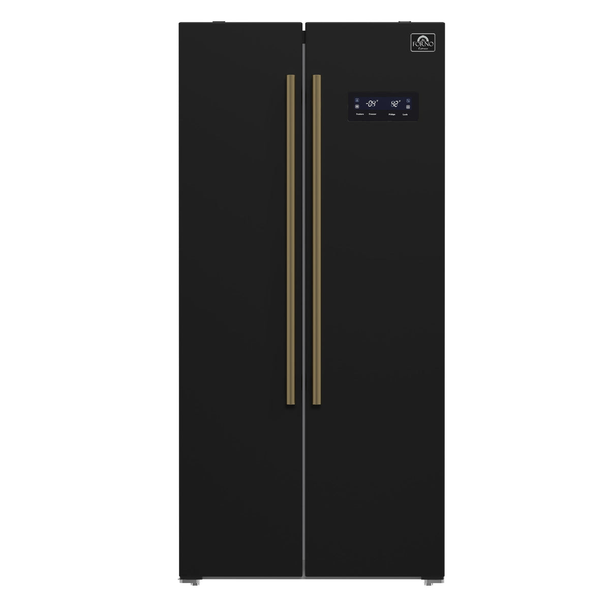 Forno Salerno 33-Inch Side-by-Side Refrigerator in black, front view