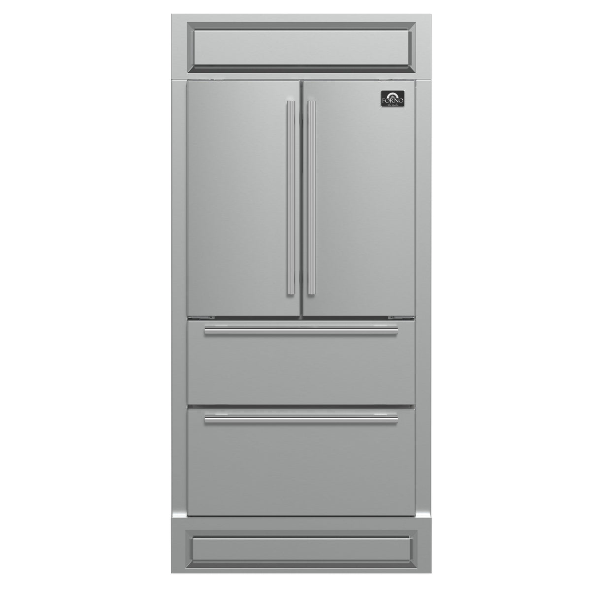 Forno Moena 40-Inch French Door Refrigerator in stainless steel VCM, front view