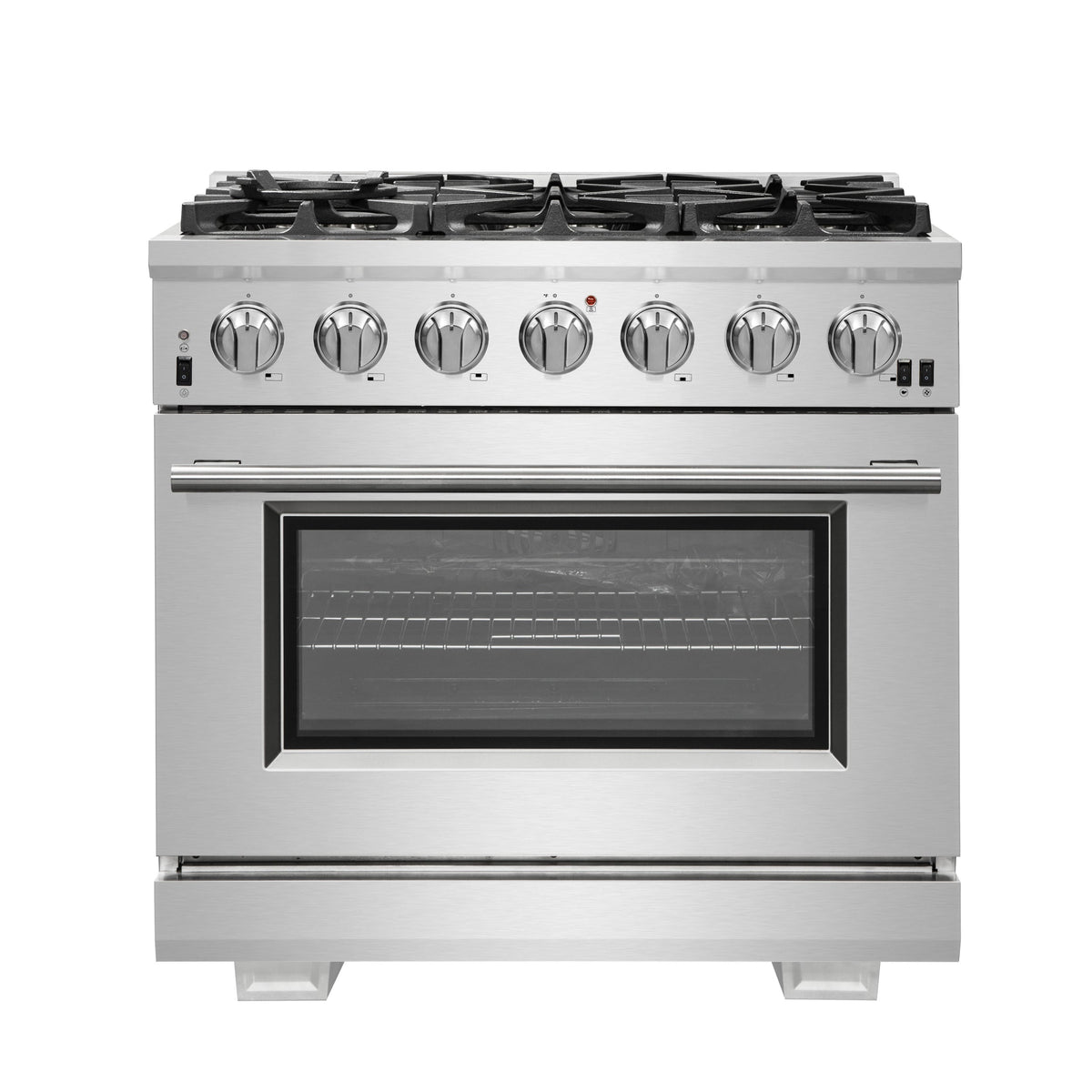 Forno Capriasca 36-Inch Gas Range in stainless steel, front view