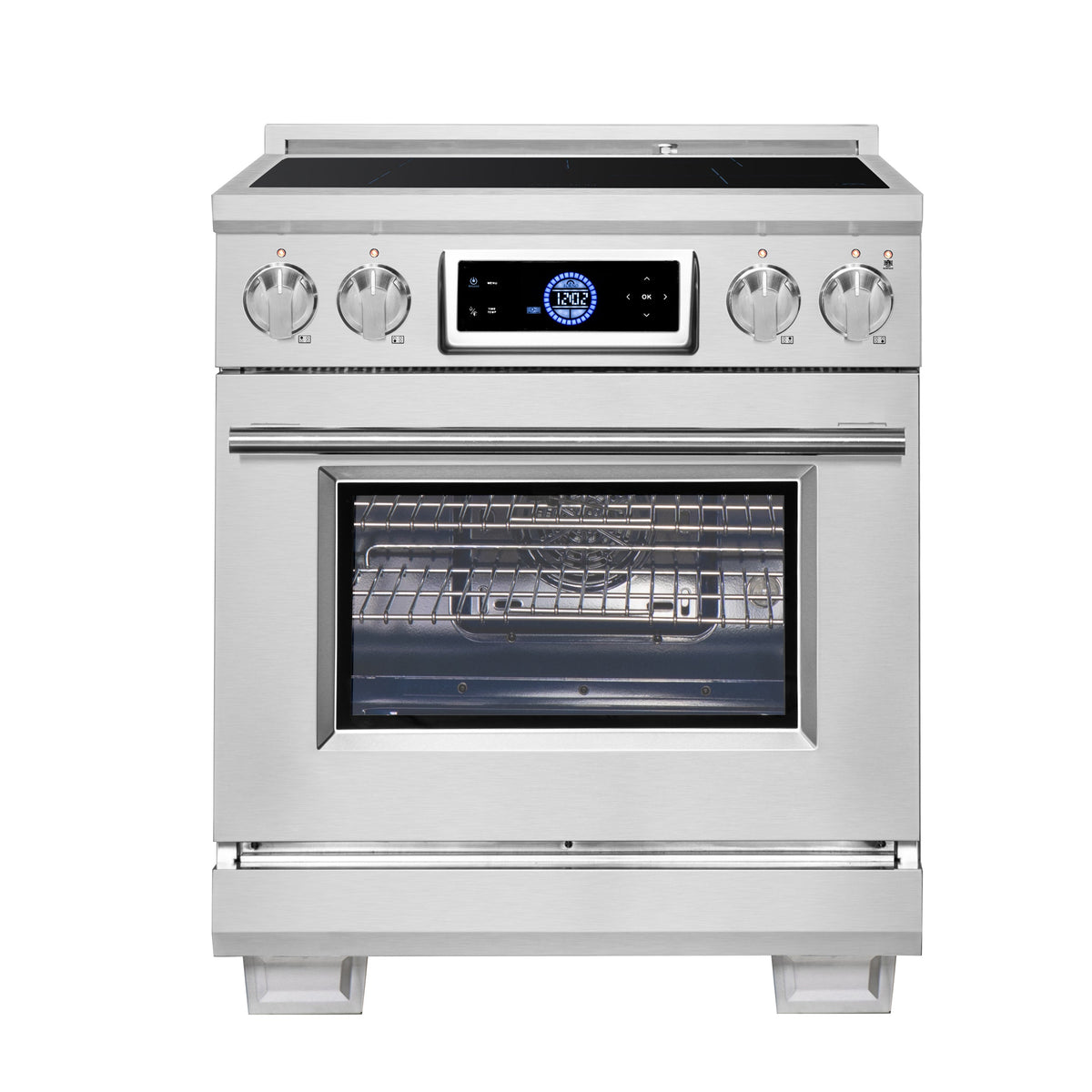 Forno Maximus 30-Inch Induction Range in stainless steel, front view