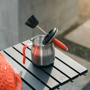 Kamado Joe Krafted Steel basting pot in use