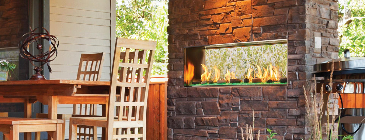 Majestic Lanai 48 see-through outdoor linear gas fireplace
