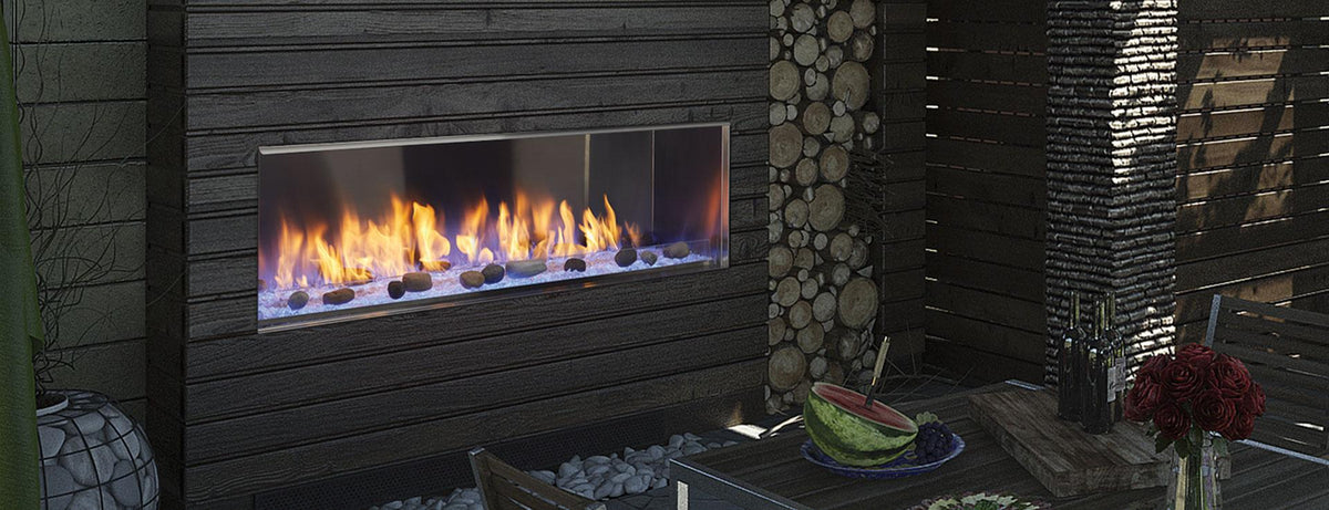 Majestic Lanai 60 outdoor linear gas fireplace