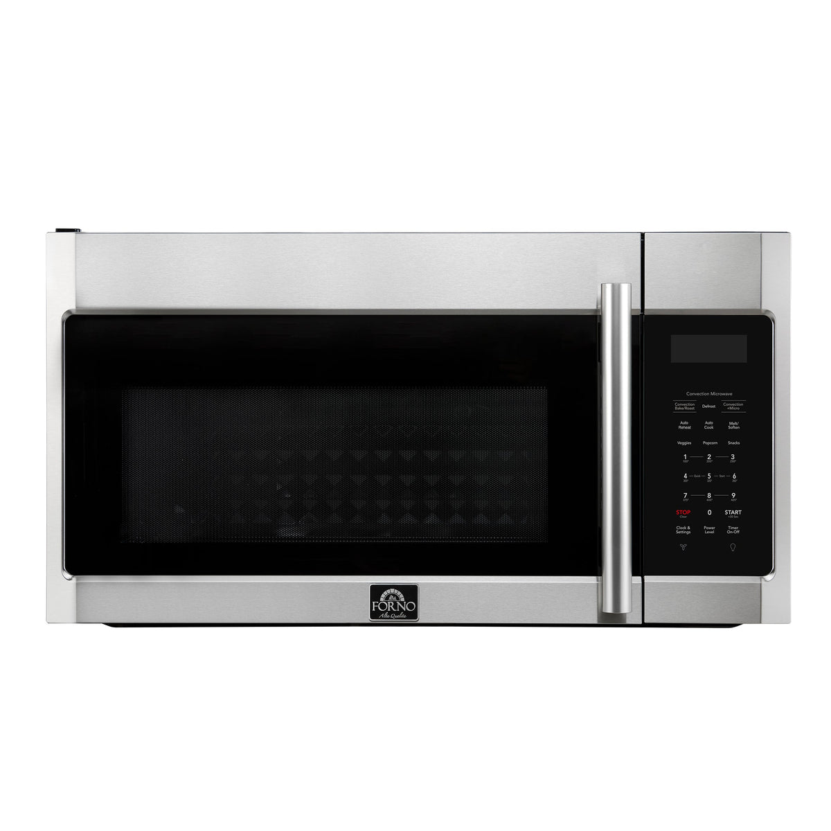 Forno Fornace 30-Inch Over-the-Range Microwave in stainless steel, front view