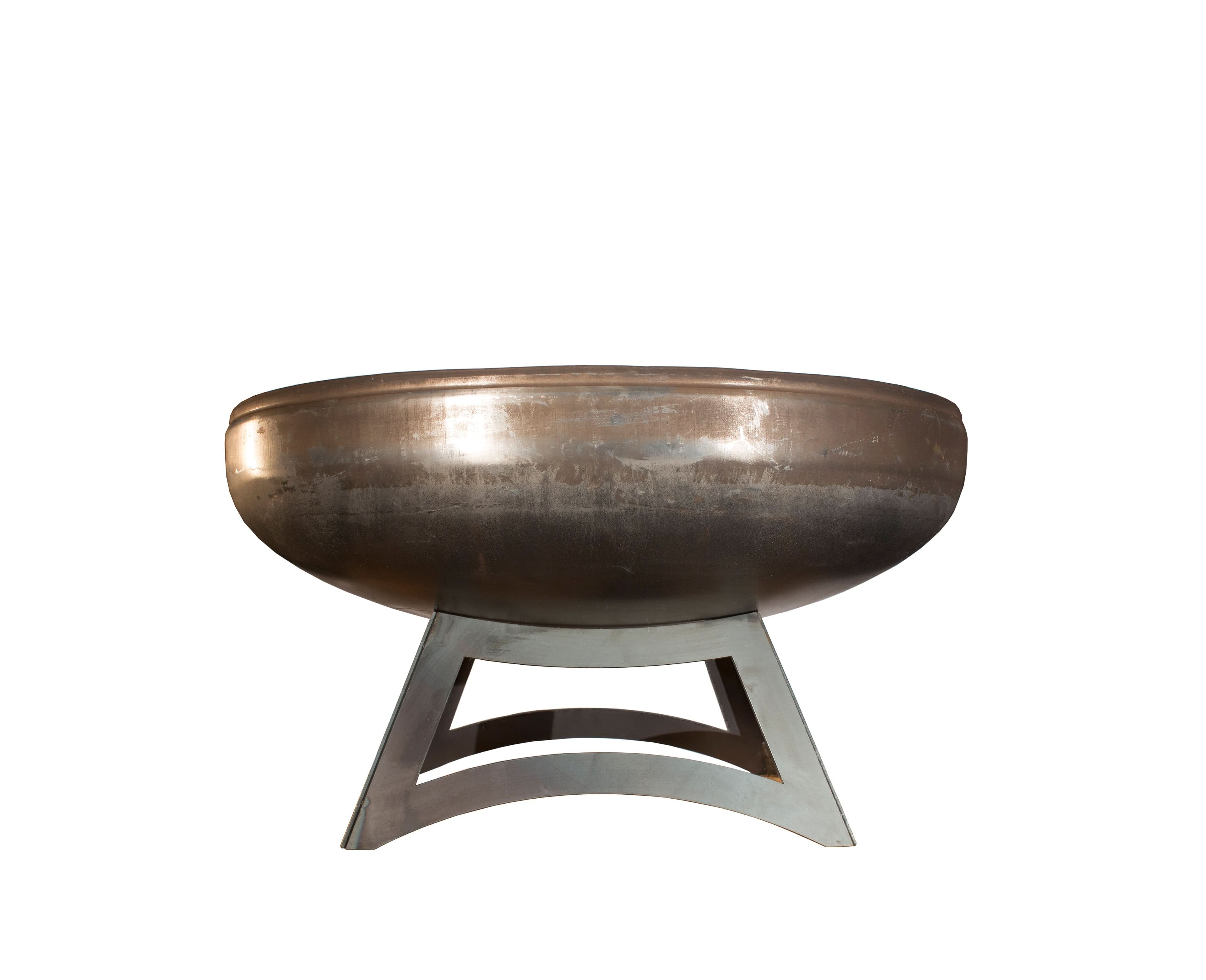 Metallic fire pit on stand -smokeforges