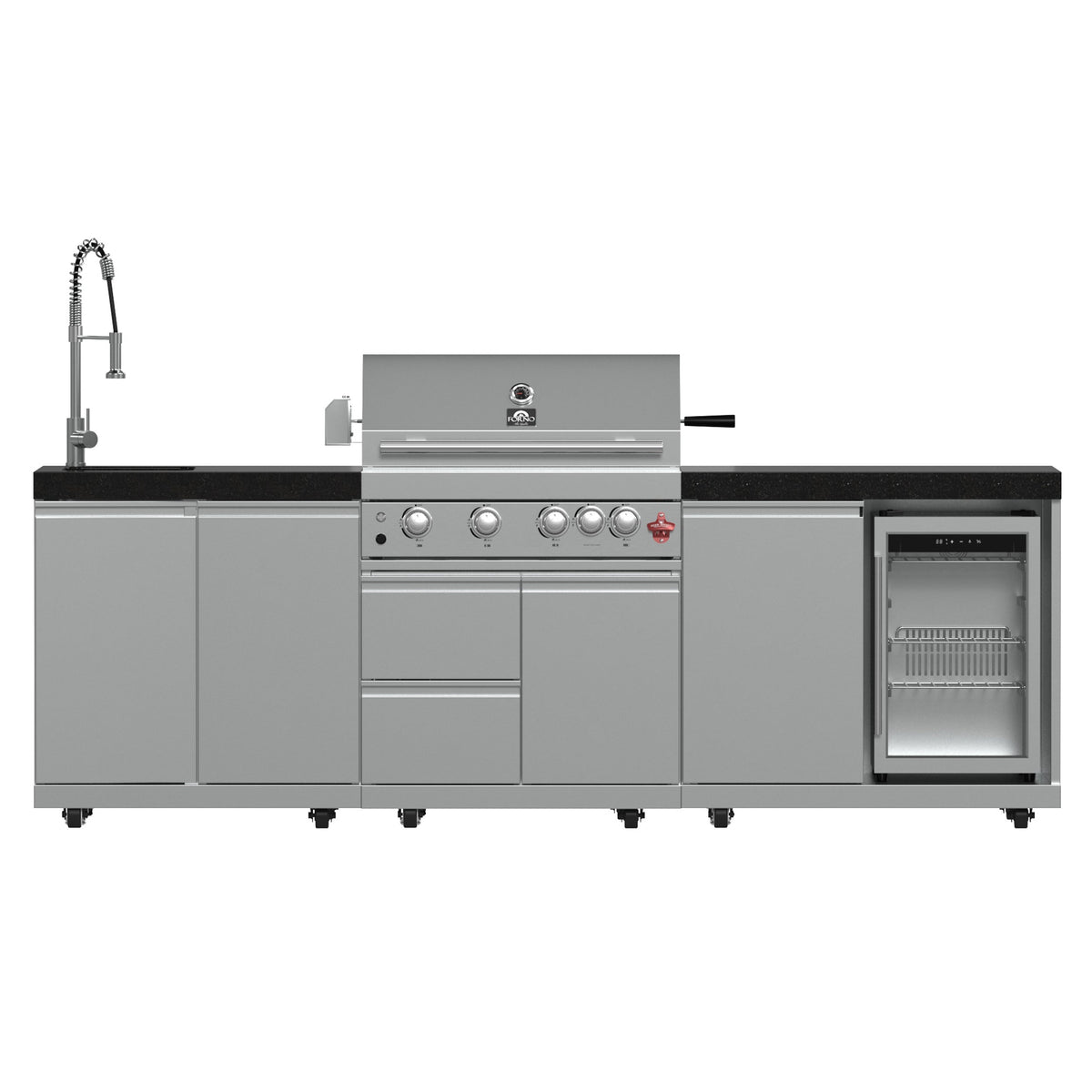 Forno Bulnes 30-Inch Outdoor Kitchen Set in black, front view