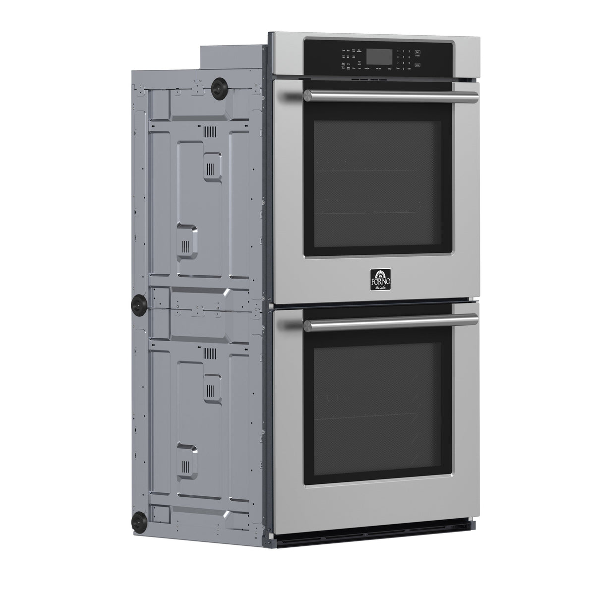 Forno Villarosa 30-Inch Double Wall Oven in stainless steel, oven angle