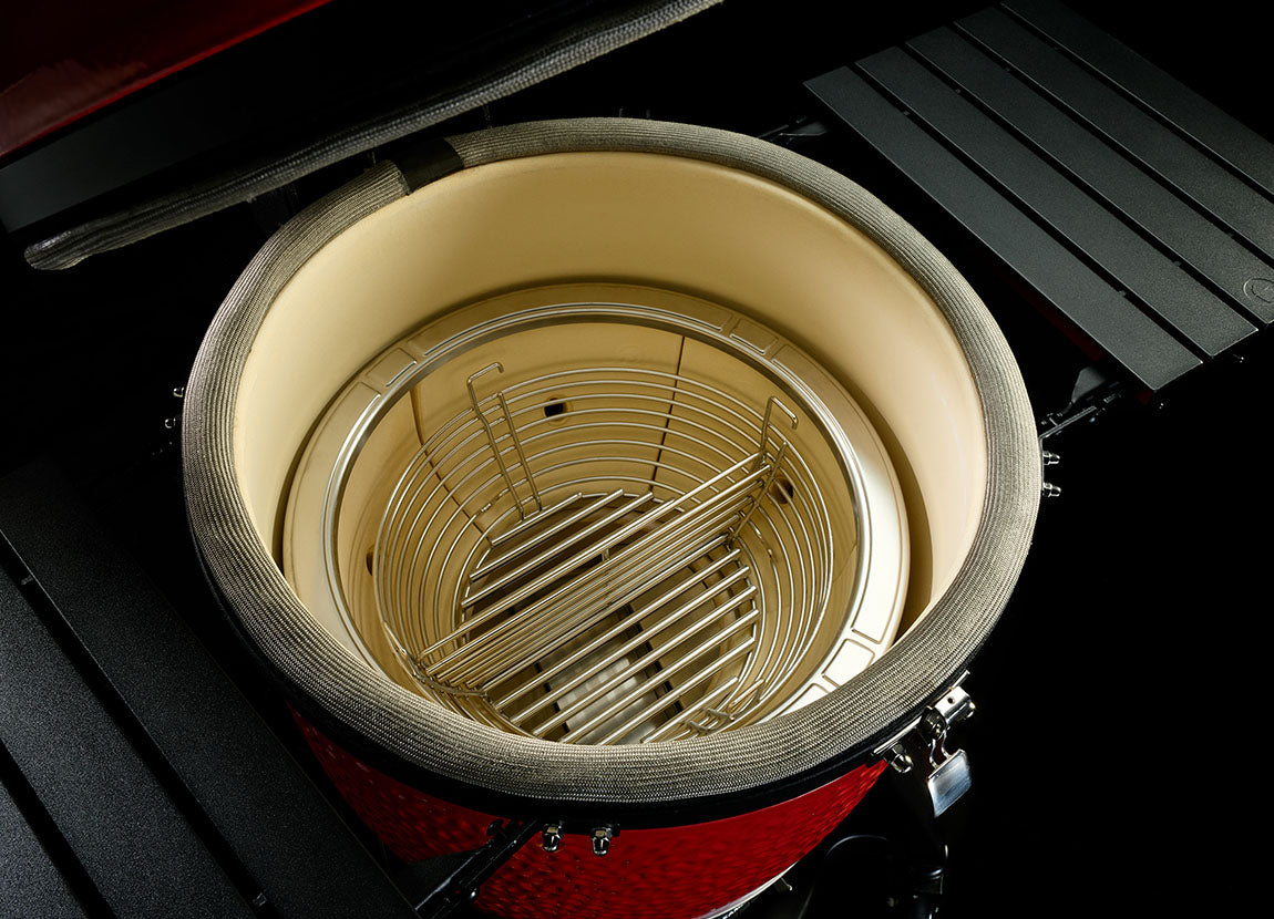 Kamado Joe charcoal basket installed in a ceramic grill
