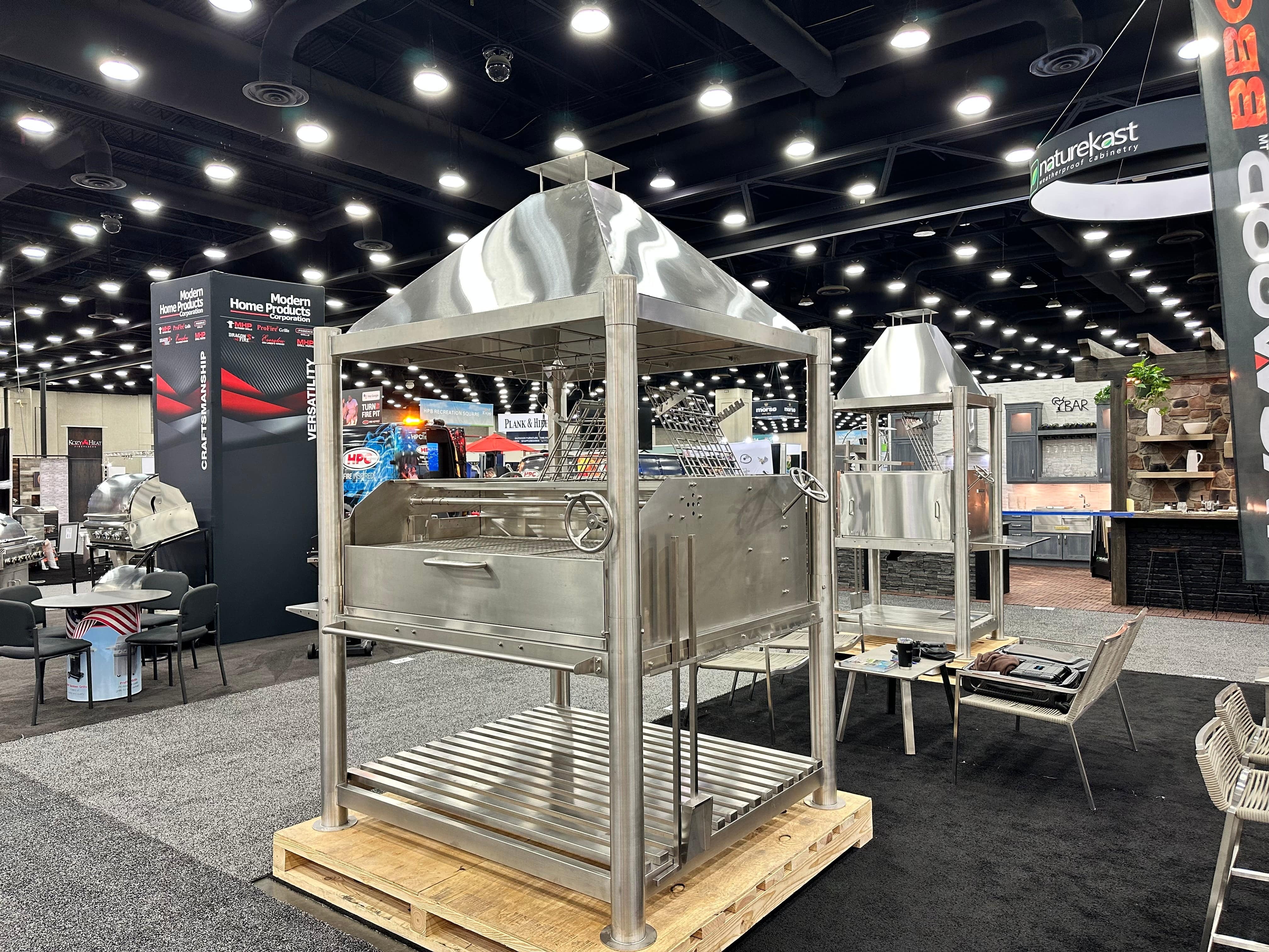 Tagwood BBQ XL Argentine Santa Maria Wood Fire & Charcoal Gaucho Grill in a Store - Smokeforges