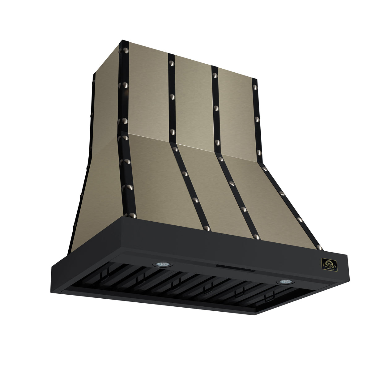 Forno Ambassador 36-Inch Range Hood in black, left angle view