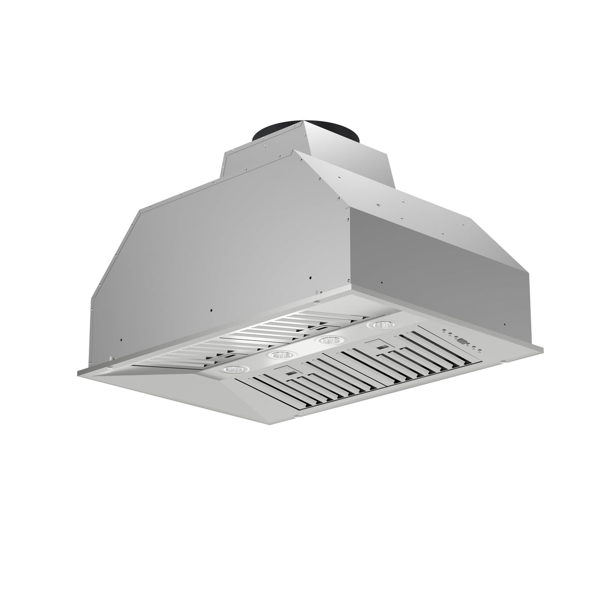 Forno Altilia 36-Inch Range Hood in stainless steel, angle left view