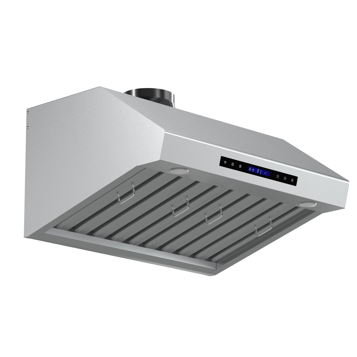 Forno Palazzo 30-Inch Range Hood in stainless steel, angle view