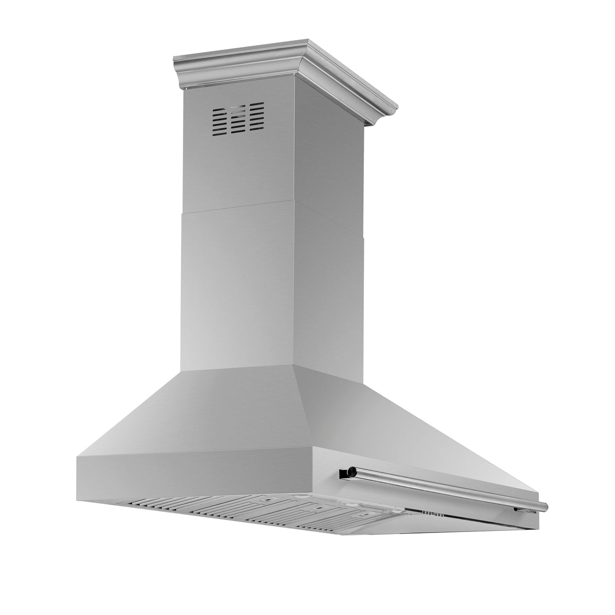 Forno Aria 60-Inch Range Hood in stainless steel, left angle view
