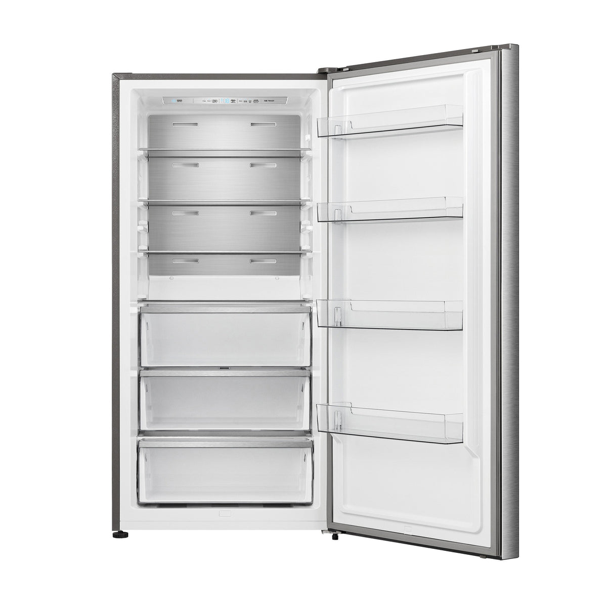 Forno Maderno 28-Inch Convertible Refrigerator & Freezer in stainless steel, front view, door open