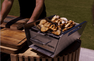 Tagwood BBQ BBQ07SS 304 Stainless Steel Table Top Warming Brazier with Acacia Wood