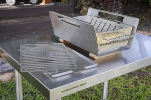Tagwood BBQ BBQ07SS 304 Stainless Steel Table Top Warming Brazier with Acacia Wood