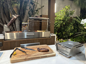 Tagwood BBQ BBQ07SS 304 Stainless Steel Table Top Warming Brazier with Acacia Wood