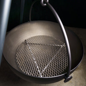 Cowboy Cauldron Urban Cowboy 30" Fire Pit & Grill with charcoal setup